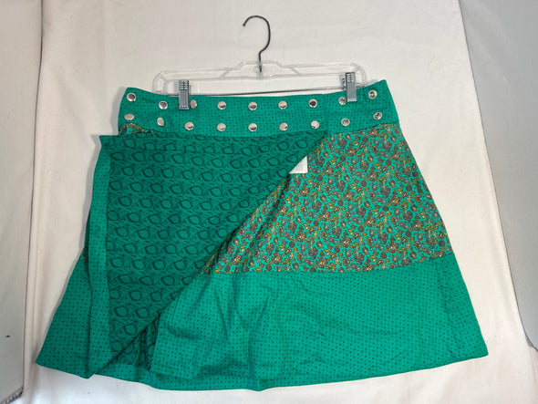 Ladies Wrap Around Skirt With Matching Purse, Green, Medium