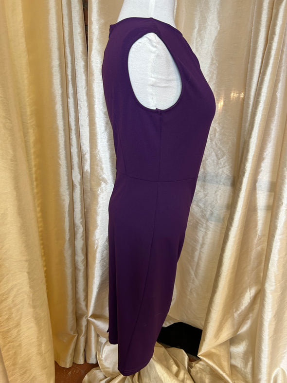 Ladies Sleeveless Purple Pencil Silhouette Dress, Size Large, New