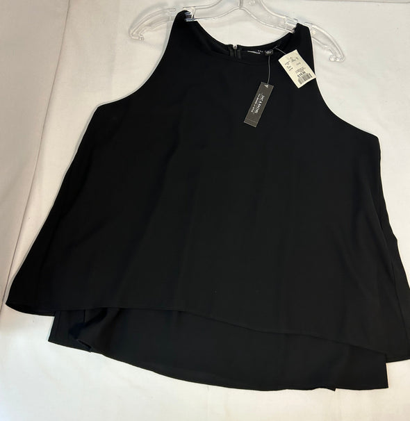 Ladies Sleeveless Tiered Bodice Black Blouse, Size XL, NEW