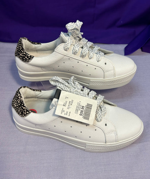 Ladies White Lace-Up Sneakers, Size 10, NEW