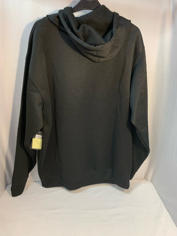 Men’s Double Lined Fleece Hoodie, Black, Size Large