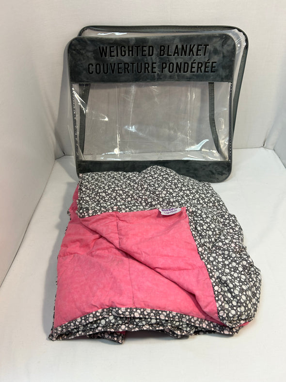 Weighted Blanket, Grey Print Reverses to Pink,, 36" x 56"