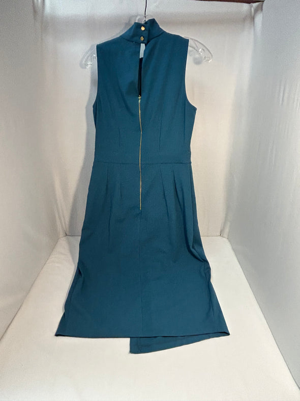 Ladies Teal Sleeveless Dress, Size 8, Made in London
