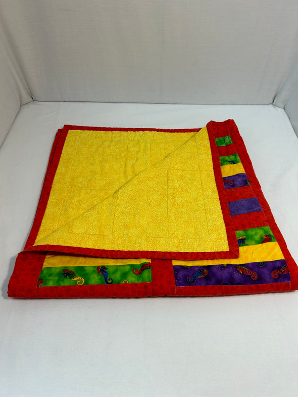 Infant Quilted Crib Blanket, 36" x 36", Multi Colour, Reverse Yellow