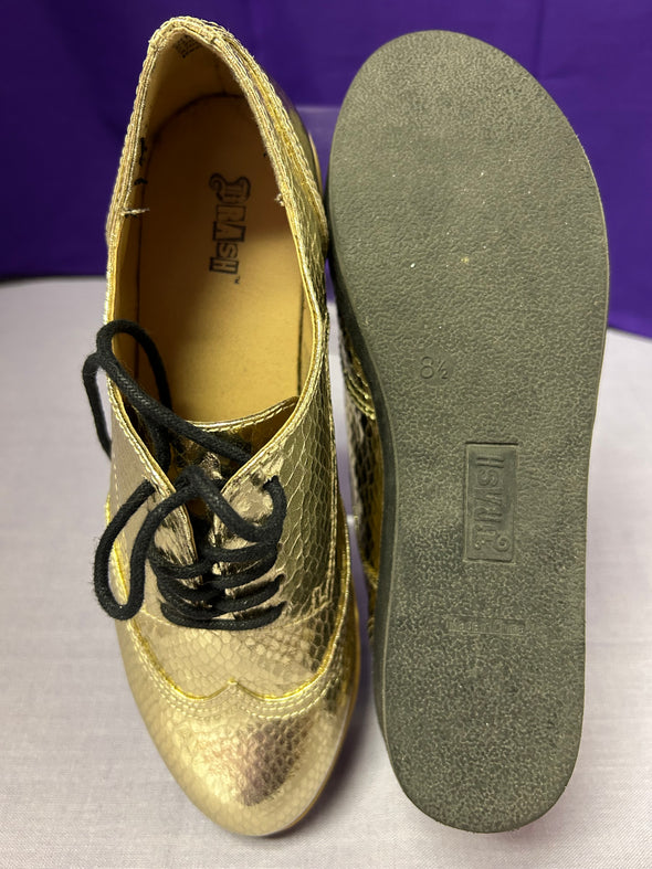 Gold Lamé Wedge Walking Shoes, Size 8.5, Great Condition