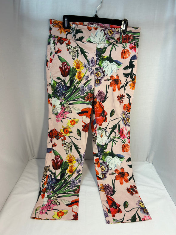Ladies Floral Pants, Multi Colour, Pockets, High Waist, Size 12