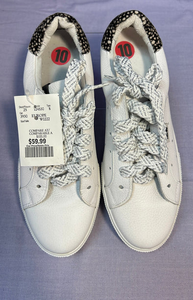 Ladies White Lace-Up Sneakers, Size 10, NEW