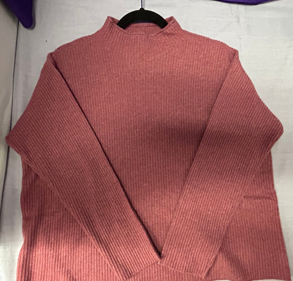 Ladies Long Sleeve Cashmere Sweater, Plum, Size Small