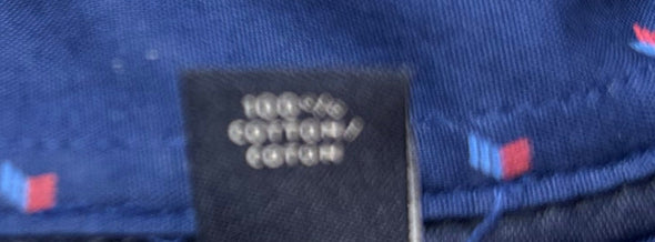 Men’s Long Sleeve Blue Print Shirt, Button Front, Size Medium