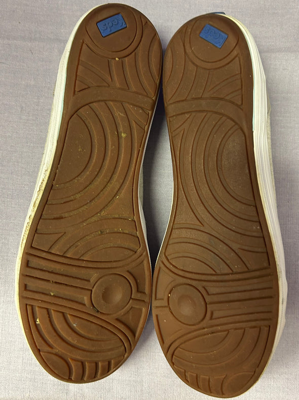 Ladies Pull-On Canvas Sneakers, Low-Top, Two-Tone Beige, Size 9