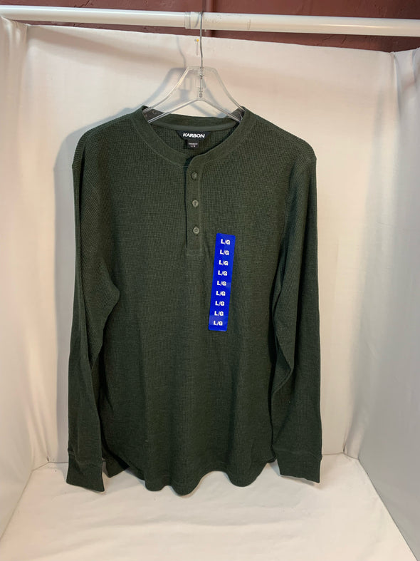 Men's Long Sleeve Top, Green, Size Large