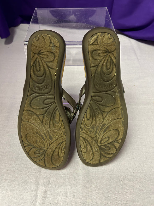 Beaded Summer Sandals, Green, Size 9
