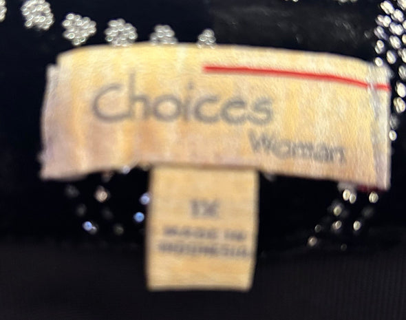 Black Velvet Evening Jacket With Silver Embellishment, Size 1X