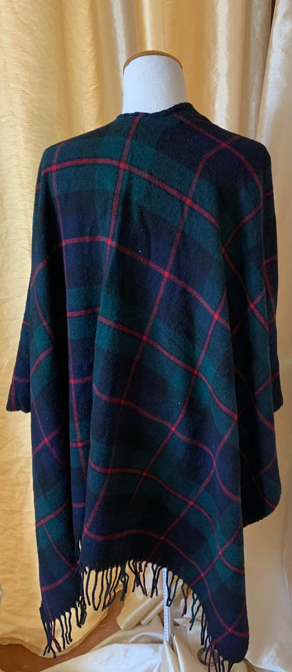 Wool Blend Tartan Wrap (L)