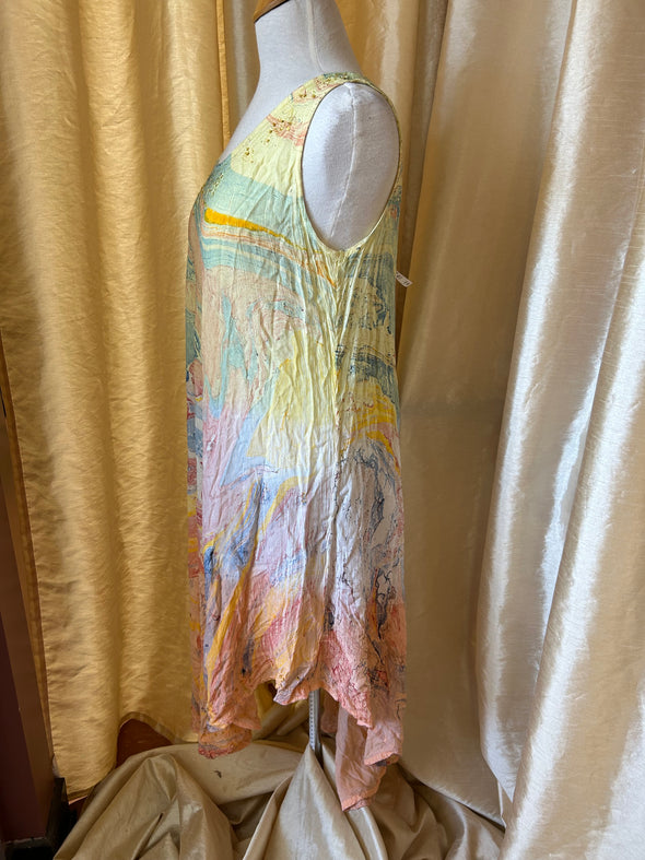 Ladies Multi Colour Asymmetrical Summer Dress, Size 2X, NEW