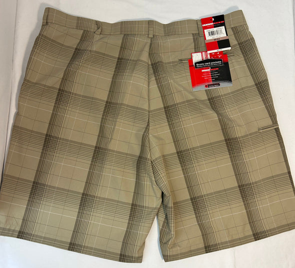 Men's Performance Golf Shorts, Tan Plaid, 42W, New With Tags