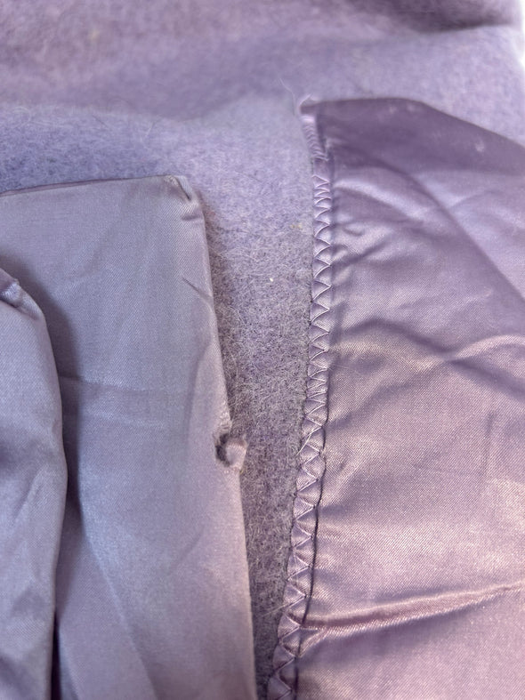 Wool Blanket, Mauve, 64" x 88", Ribbon Trim Has Some Holes