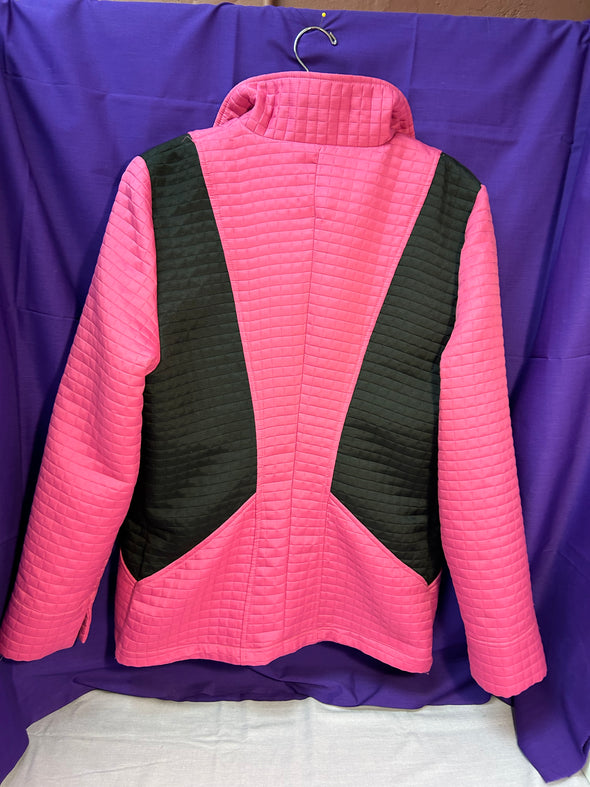 Ladies Long Sleeve Unlined Quilted Jacket, Size Small, Pink/Black
