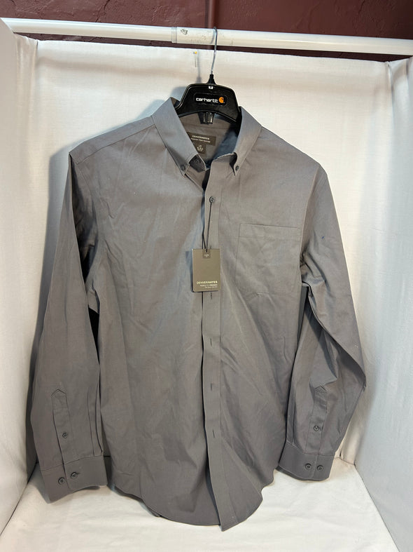 Men's Long Sleeve Shirt, Grey, Size Large, 100% Cotton, NEW